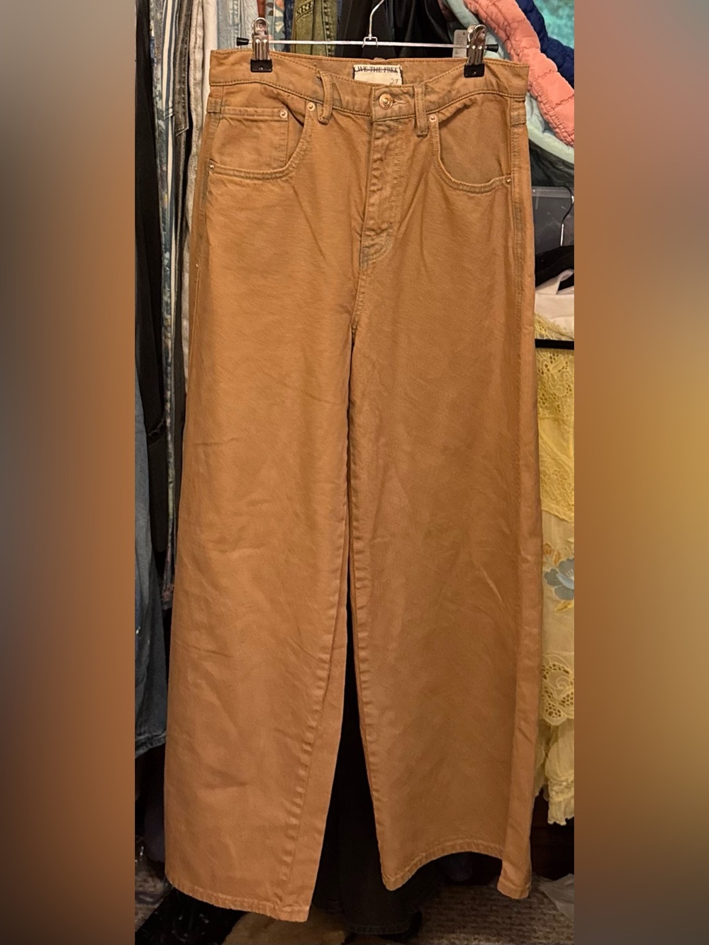 NWOT Free People We The Free CRVY Gia Wide-Leg Jeans - sand dune mauve - 27 - Picture 10 of 12